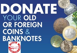 Donate your old or foreign coins and banknotes